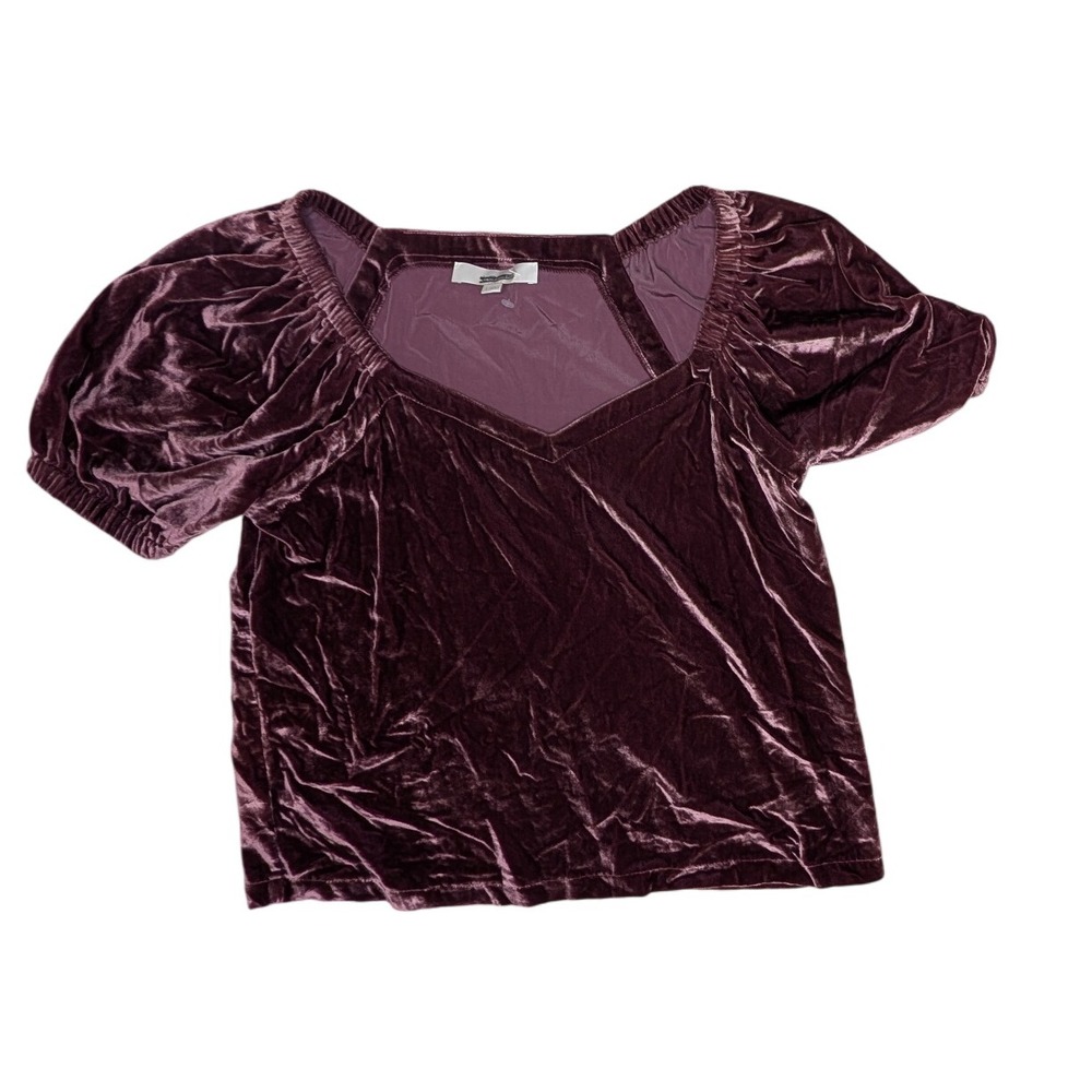 LOFT Women's Velvet Top Blouse Shirt Plum‎ Purple Small S Casual Party